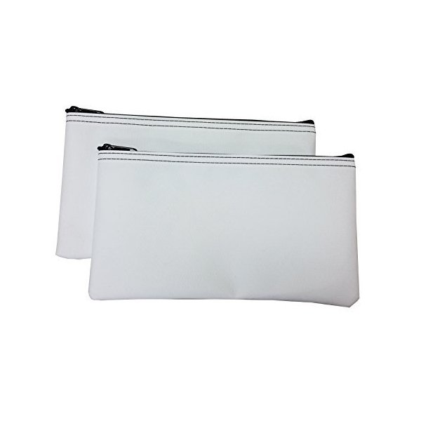 Cardinal Bag Supplies Travel Zipper Bags 11 x 6 inches Small Compact Portable White Zippered Cloth Pouches 2 Pack CW