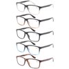 Kerecsen 5 Pack Reading Glasses for Men and Women Readers with Spring Hinges Fashion Eyeglasses (5 Pack Mix Color, 1.25)