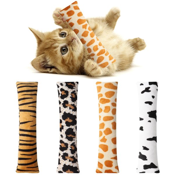 HAPY SHOP 4 Pieces Cat Kicker Toys Catnip Toys with Crinkle Sound Cat Catnip Pillow Toys Cat Toys with Catnip for Indoor Cats Chase Entertain and Exercise