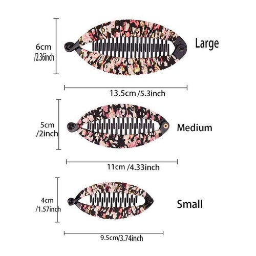 6 PCS Bohemia Style Wrapped Cloth Banana Hair Clips Rounded Edges Hair Comb Claws Hair Comb Fish Shape Grips Clamp Hair Accessories for Women (Small-3.74 Inch)