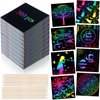 Lenwen 500 Pack Rainbow Scratch Crafts Note Scratch Pads for Kids Rainbow Scratch Paper DIY Paper Craft Arts Kits with 20 Bamboo Stylus Rainbow Party Favors