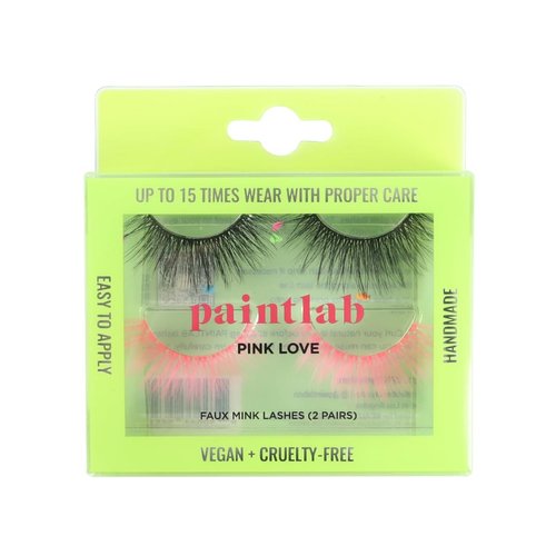 PaintLab Synthetic Lashes, False Eyelashes Natural Look, Lightweight Reusable Lash Extension Strip For Kids, Teens and Women, 2 Pack, Pink Love