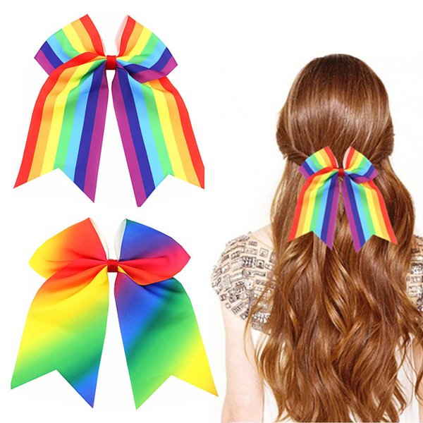 Pride Day Hair Bows Hair Ties LGBT Rainbow Hair Scrunchies Ponytail Holders Handmade Hair Accessories for Women Girls Daily Wear Birthday Party Hairstyle Decorations 2PCS