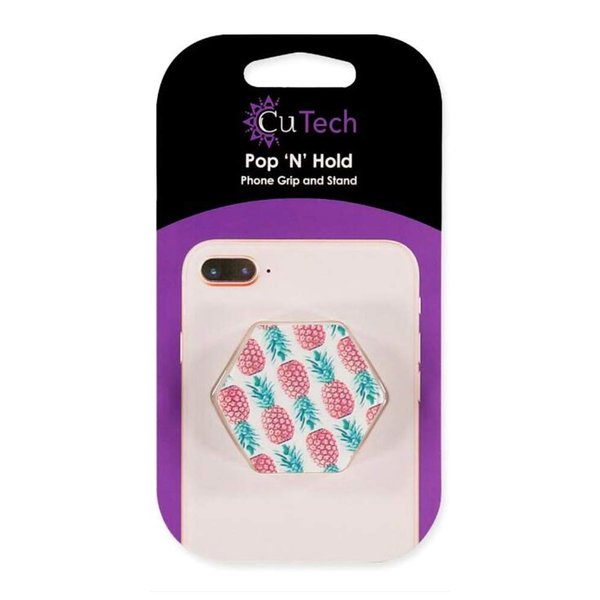 CuTech Pop 'N' Hold Phone Stand & Grip (White-Pineapple)