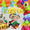 Ouddy Life 121Pcs Mexican Fiesta Taco Party Decorations, Fiesta Balloon Arch Garland Kit Cinco De Mayo Decor with Cactus Avocado Taco Mexican Hat for Carnival Festival Birthday Baby Shower Supplies