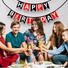 Happy Birthday Banner Sign Red Black Cardstock Decorations Birthday Flag Bunting Backdrop Decor Party Supplies Happy Birthday Decorations for Girls Boys Women