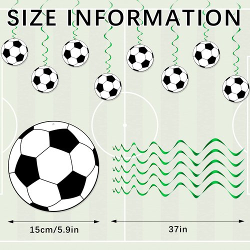 30 Pcs Soccer Ball Hanging Swirls Soccer Party Decorations Soccer Garland Soccer Party Supplies for Boys Kids Birthday Baby Shower Sports Themed Party Decoration One Sided Printing