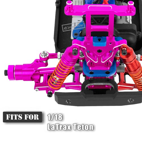 RcarmubWow RC Upgrades Part for 1/18 LaTrax Teton,Shock Absorber &Driveshafts &Suspension Arms &Shock Tower &Body Post &Diff Housing &Chassis &Turnbuckles Camber Links &Caster Block Set,Pink