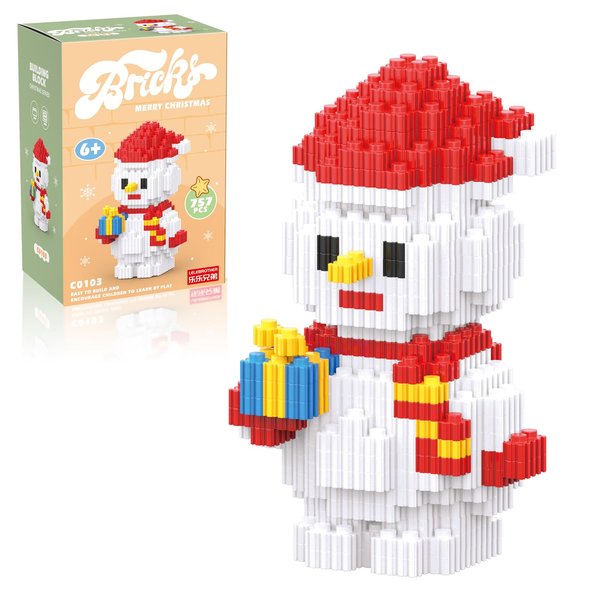 Hisgeru Christmas Building Blocks Snowman Compatible with Lego Christmas Micro Blocks Stacking New Toys Holiday Present Box New Year Birthday Gifts for Kids 7 8 9 10 11 12 Years Old (Snowman)