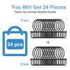 24 Pack Double Shower Curtain Hooks Rings, TENOVEL Double Sided Shower Curtain Hooks Rust Proof for Shower Curtain, Stainless Steel Bathroom Shower Hangers Rings for Shower Rods, Matte Black