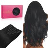 WENNALIFE Clip in Hair Extensions Real Human Hair, 20 Inch 120g 7pcs Human Hair Extensions Clip In Human Hair, Jet Black Hair Extensions Clip In Real Hair Coloured Remy Human Hair Extensions