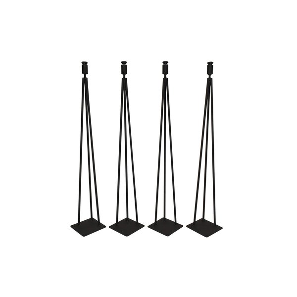 A set of 4 Hairpin legs,With leveling feet,Choose from 12 inch to 42 inch High,Also choose from Raw, or Powder coat in Clear Matte or Black Matte,Made in the USA
