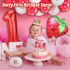 Fingertip WD 27 Pcs Berry First Birthday Decor, Sweet One Birthday Party Decorations Strawberry First Birthday Decorations Strawberry Hanging Banner Swirl Cake Topper for Baby Girls Party Supplies