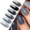 Vishine Classic Gray Serie Gel Nail Polish Set - 6 Different Gray Shades Glitter Gel Polish Kit Popular Nail Art Design Soak Off LED Lamp Nail Polish Gel Manicure Kit