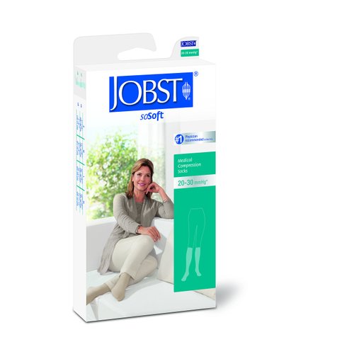 JOBST soSoft, Knee High Compression Socks, Brocade, 20-30 mmHg, Black, XL