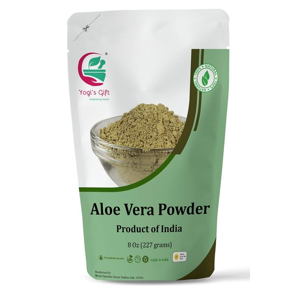 Yogi’s Gift Aloe Vera Powder Organic | 8 oz | Moisturizing Face Mask Ingredient For Dry Skin | Hair Mask Ingredient for Hair Growth | Made from Pure & Organically Cultivated Aloevera