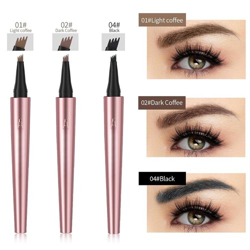 Eyebrow Pencil with 4 Fork Tip,2024 New 3D Waterproof Eyebrow Pencil,Microblading Eyebrow Pen 4 Fork Tip Tattoo Pencil,Eyebrow Pencil with Micro-Fork Tip for Women (Light Brown)