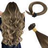 HOTBANANA U Tip Hair Extensions Human Hair, 22 Inch 50g 50s Balayage Chocolate Brown to Honey Blonde Pre Bonded U Tip Extensions Hot Fusion Keratin Utip Hair Extensions Straight K Tip Hair Extensions
