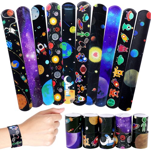 Omlisca Outer Space Slap Bracelets 40 Packs Space Party Favors Goodie Bag Gifts Starry Night Galaxy Snap Bracelet Planet Carnival Class Prizes Space Theme Birthday Party Supplies