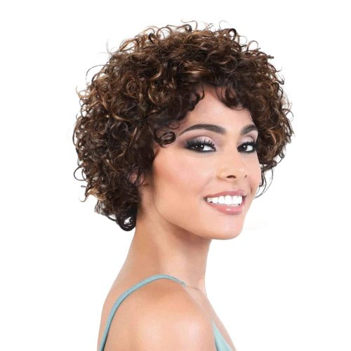 HUA Short Wigs for Black Women Human Hair Glueless Clearance Pixie Cut Short Curly Wigs Ombre Highlights Brown Mix 150% Density Bouncy Curly Wear and Go Glueless Wig Human Hair for Black/White Women