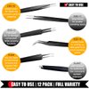 Antonki Tweezers, Precision Tweezers Set, Craft Tweezer Kit, Soldering Tweezers, Jewelry Tweezers, Pointed Ingrown Hair Tweezers, Eyelash Extension Tweezers, Eyebrow Tweezers - 12 Pack with Case