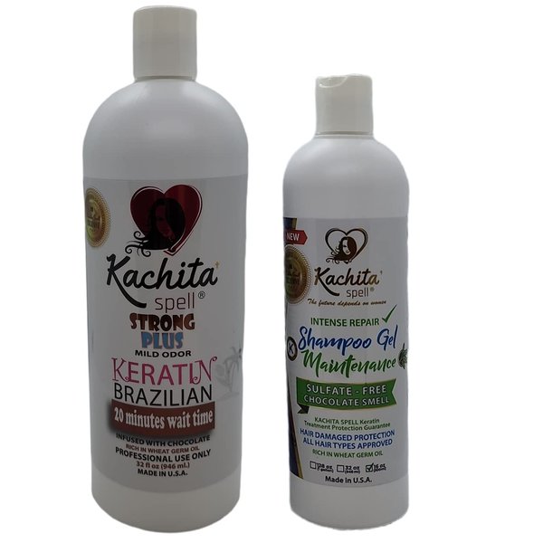 Kit NEW Brazilian Keratin Blowout Treatment Kachita Spell Chocolate 32 fl oz + Shampoo Conditioner for Keratin Treatments