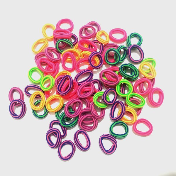 Bumeno 80Pcs Baby Hair Ties Multicolor Toddler Hair Ties for Girls Hair Elastics Mini Hair Ties Soft Cotton Seamless Hair Bands, Elastic Ponytail Holders, Cotton Toddler (80PCS_Striped color)