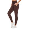 Aoliks Leggings with Pockets for Women - Yoga Pants with Pockets,Soft High Waist Tummy Control Non See Through Workout Pants Brown
