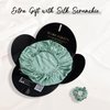 WIGI 100% Mulberry Silk Bonnet with Scrunchie Gift for Women, Silk Bonnet for Sleeping, Shower Cap Hair Bonnet, Silk Hair Wrap for Hair Care (100% Mulberry Silk (Round design), Green)