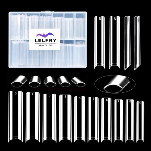 LELFRY Square Extra Long Gel Nail Tips,3XL No C Curve Flat Nail Tips XXXL Super Long Tapered Square Fake Nails 120pcs 12 Sizes Acrylic Nail Tips Soft Jelly Gelly Tips