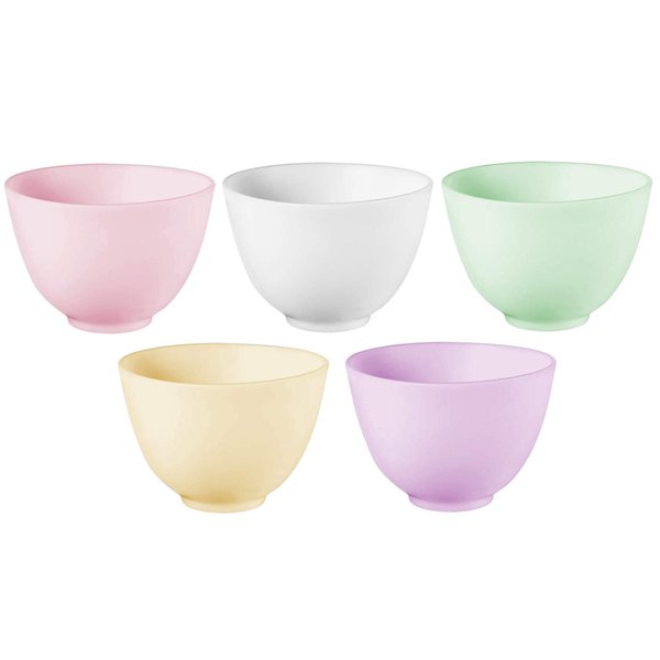 Hulless 4 Inch Silicone Facial Mask Mixing Bowl for Facial Mask, Mud Mask and Other Skincare Products Medium Multi colored 5 Pcs.