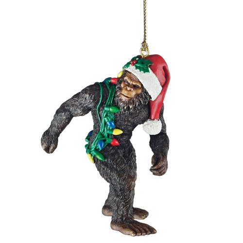 Design Toscano Bigfoot The Holiday Yeti with Santa Hat Funny Christmas Tree Ornament, Small X 3, Abominable Snowman