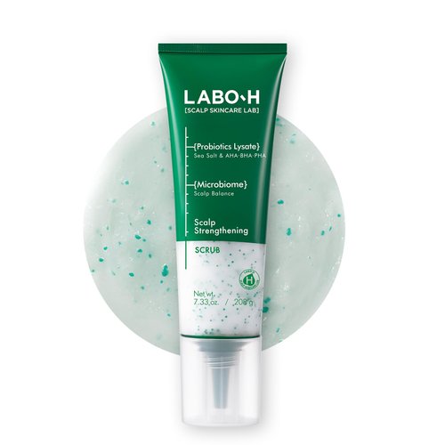 LABO-H Scalp Strengthening Scrub for Hair Growth & Anti-Loss | Vegan Treatment with Rosemary and Sea Salt, Gentle Moisturizing Exfoliator, Eliminates Build Up & Odor, Sulfate Free, Korean, 7.33 Fl oz.