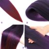 FAYETA Ombre Pre Stretched Braiding Hair, 28''-8 packs Silky Color Blend Braid Hair Extensions, 100% Kanekalon Synthetic Crochet Hair Braids, Yaki Texture Hair Braiding (28''-pack of 8, 1b/purple/bug)