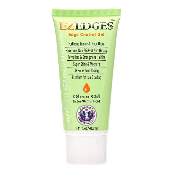 Hair Therapy EZEDGES EDGE CONTROL GEL Extra Strong Hold (Olive Oil), 1.41 oz.