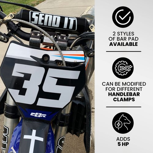 SEND IT Bar Pad with FREE DONUTS Handlebar DIrtbike ATV Crossbar (BLACK, Round)