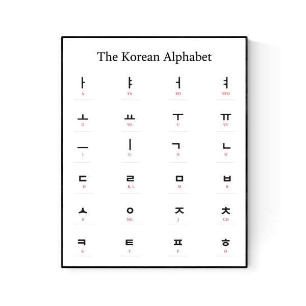 My Korean Alphabet | Montessori | Early Education | Learning Alphabet | Spelling Toys | Art print (8x10)