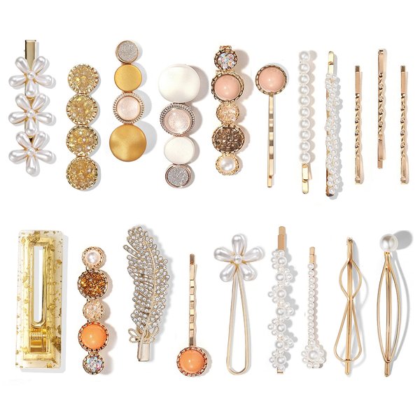 Mehayi 20 PCS Hair Accessories for Decorative Party Wedding, Pearl Hair Clips Set Fashion Korean Acrylic Resin Hair Barrettes, Bobby Pins Hairpins for Women and Ladies Girls Headwear Styling Tools