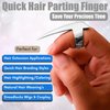 Quick Hair Parting Tool & Braid Sectioning Ring- Stainless Steel Stitch Braid Tool Finger for Durable Dreadlocks Wig & Installation of Human Hair Extensions Braiding Tools (Silver)
