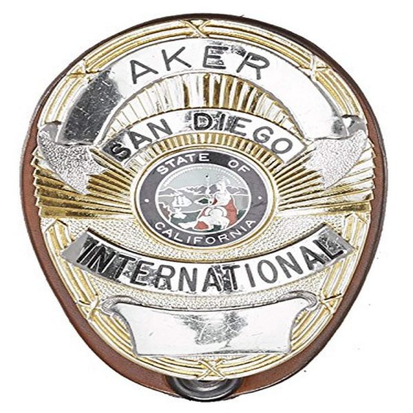 Aker Leather 591 Clip-On Shield Badge Holder, Tan