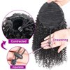 Short Curly Human Hair Ponytail Extension Wrap Drawstring Ponytails for Black Women Remy Human Hair Extensions Small Curly Ponytail with 2 Clips Natural Black (12 Inch)
