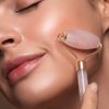 Jade Roller for Face - Authentic Rose Quartz Face Massager with Gua Sha Anti-Aging Tool – Reduce Wrinkles, Migraines, Dark Circles + Eye Puffiness - 100% Natural Skincare