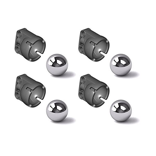 LEGO Technic NEW 4 STEEL PIVOT BALL + 4 STEERING JOINT SOCKET Caster chrome silver metal marble wheel 92911 99948