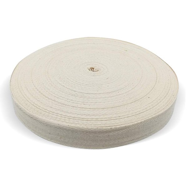 BornFeel Natural Cotton Twill Tape 55 Yards 1 Inch Bunting Bias Tape Herringbone Webbing Tape Roll for Apron Sewing Dressmaking Craft (Natural White)