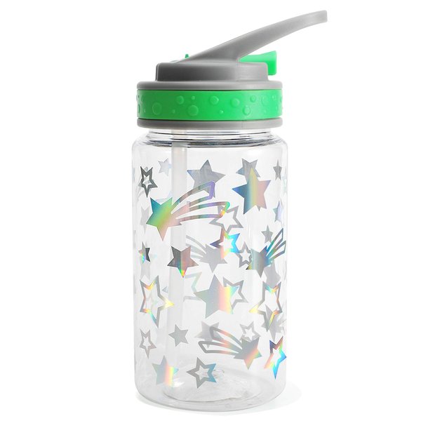 Home Tune 15oz Kids Water Drinking Bottle - Tritan BPA Free, Wide Mouth, Flip Sip Top, Easy Open, Lightweight, Leak-Proof Water Bottle with Cute Foil Print Design For Girls & Boys - Star