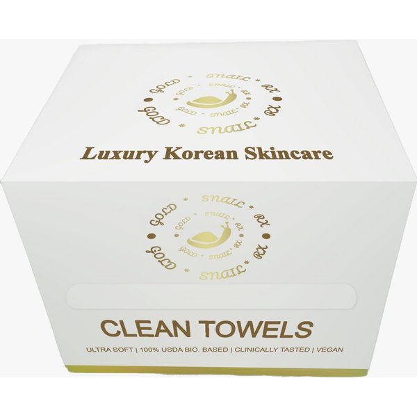 GoldSnailRX - Disposable Face Towels (50 Counts) - Biodegradable Ultra Soft & Thick - Lint-Free Makeup Remover Wipes for Sensitive Skin - PureSoft Towelettes for Skincare - Eco-Friendly Dry Wipes
