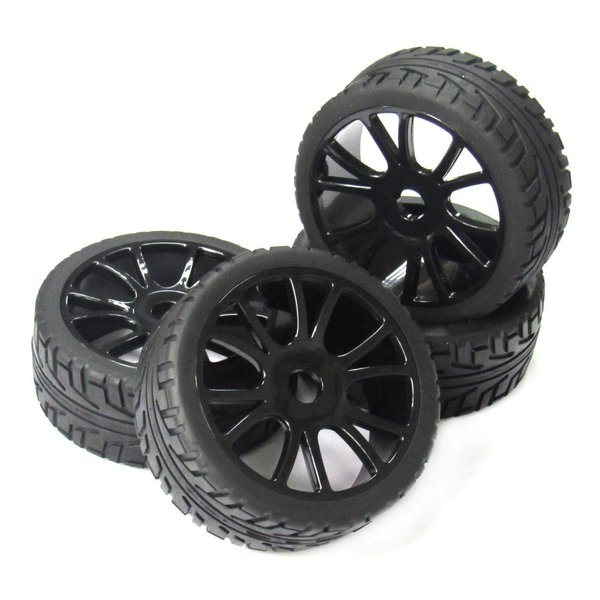 powerday®4pcs 17mm Hub Wheel Rim & Tires Tyre for 1/8 Off-Road RC Car Buggy HSP