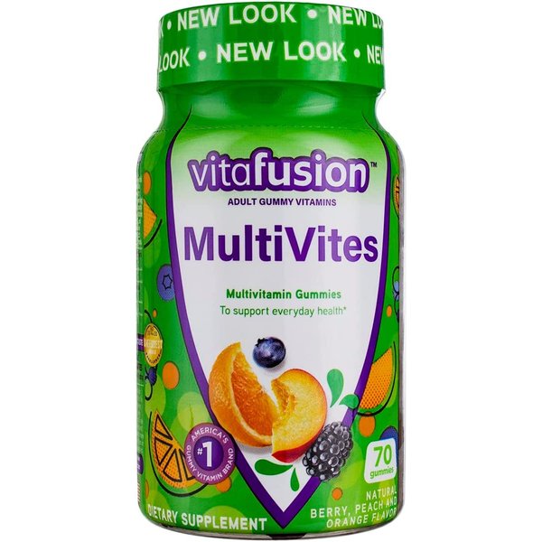 Vitafusion MultiVites Gummy Vitamins for Adults Berry, Peach & Orange Flavors - 70 ct, Pack of 2