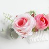 Fangsen Wedding Ivory Boho Pink Orange Rose Flower Hair Clips Floral Hair Accessories for Brides and Bridesmaids Silver