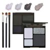 Black Smokey Eyeshadow Palette, 4 Colors Matte Glitter Eyeshadow Makeup Palette with Brushes,Waterproof Long Lasting Pigmented Gray Silver Eye Shadow Palette,Goth Halloween Daily Makeup Pallet